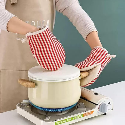 Mini Oven Mitts, Kitchen Oven Gloves Kitchen Mittens 500 Degrees Heat Resistant Baking Gloves with Hanging Loops Hot Gloves for Cooking, Baking (red) - Image 2