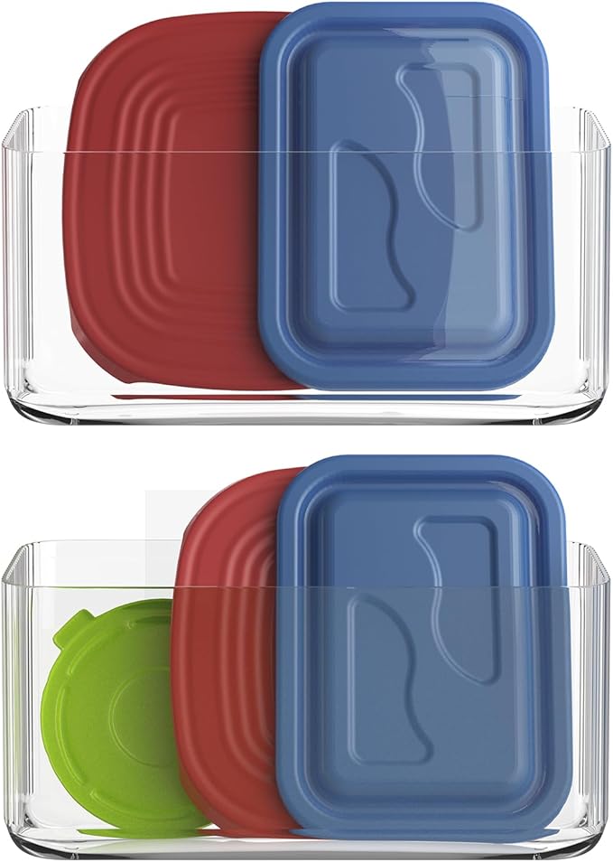MaraFansie 2 Pack Over Cabinet Organizer Storage Lid Organizer Caddy Space Saver No Drilling Adhesive Hook Over Door Organizer, Transparent, MFLO2PUSNEW by MakeStorageMoreFun