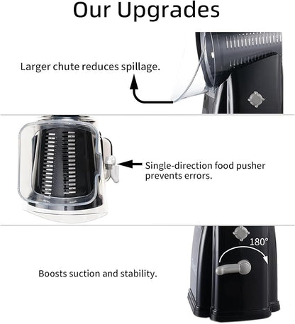 Upgrade Rotary Cheese Grater Shredder with Handle, Strong Suction Base, Multi-purpose Rotary Grater Slicer with 5 Interchangeable Blades for Ice, Vegetables, Fruit, Nuts with Blade Storage Box - Image 5