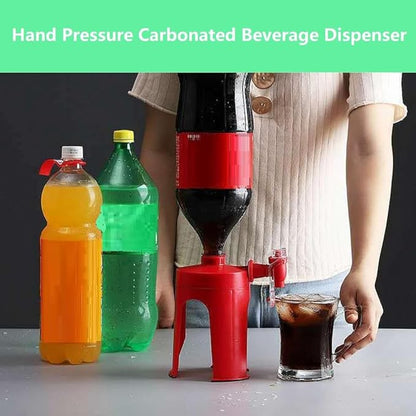 Hand Pressure Carbonated Beverage Dispenser, Soda Dispenser Hand Pressure Coke Drinking, 2 Liter Soda Dispenser- Plastic Drink Dispenser Stand (1 PCS)