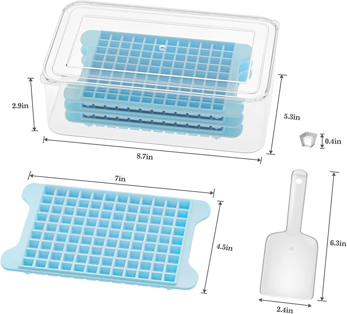 Mini Ice Cube Tray for Freezer: GGUW Nugget Ice Cube Tray with Bin - Crushed Ice Tray Making 4×108 PCS Icecube - Easy Release Iced Maker Trays - Image 2