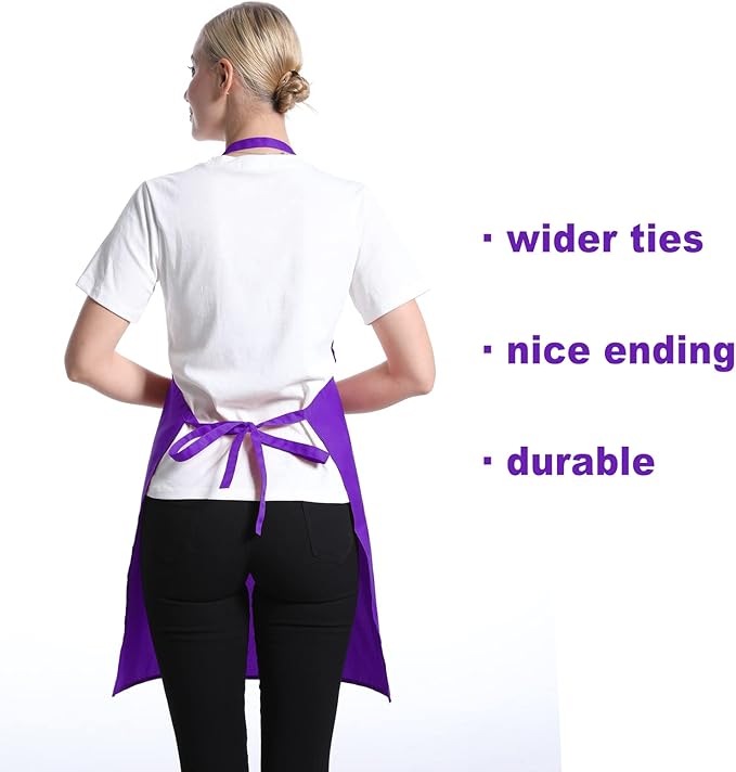 12 Pcs Purple Bib Bulk Aprons for Women Men Adult Girls Unisex with 2 Pockets, Painting Baking Cooking Kitchen Apron (Purple,12 pcs) - Image 4