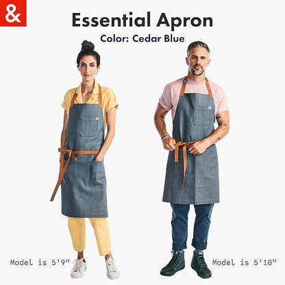 hedley & bennett Essential Apron - Professional Chef Apron with Pockets & Adjustable Bib Strap for Cooking & Grilling