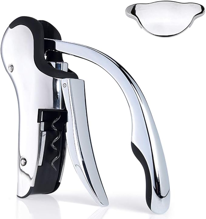Stainless Steel Wine Opener Compact Vertical Corkscrew Wine Bottle Opener with Foil Cutter - Image 7