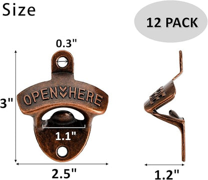 ZOOFOX 12-Piece Wall Mounted Vintage Metal Bottle Opener for Bar, KTV, Home and Outdoor - Image 2