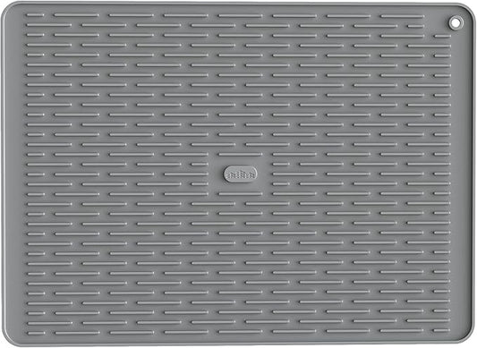ME.FAN Silicone Dish Drying Mat for Kitchen Counter, Dish Drying Pad for Sink, Refrigerator or Drawer, Countertop Protection Pad XL - 23''×17'' - Grey