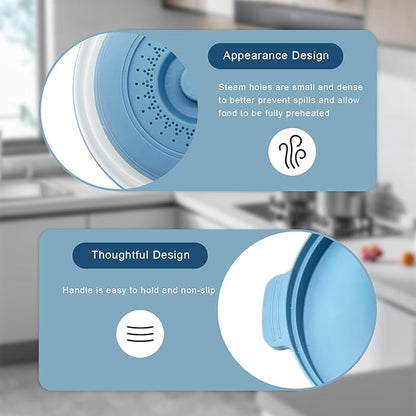 Microwave Splatter Cover 10.2 Inch with Handles, Collapsible Vented Silicone Lid & Anti-Scald Tray, BPA-Free Splash Guard for Food Heating, Fits Most Compact Microwaves
