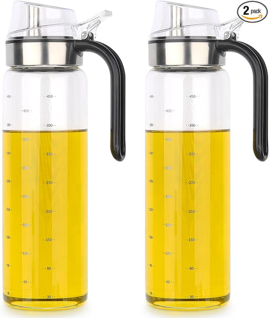 hotder Oil Bottles, Olive Oil Dispenser, Oil Dispenser Bottles, Oil Dispenser, Oil Dispenser Bottle for Kitchen, Glass Oil Bottle 500ml, Easy Refill & Cleaning Non-Drip Spout(500ml 2pcs) by Hotder