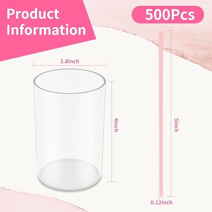500 Pcs Pink Coffee Stir Sticks Set Coffee Stirrers Holder Acrylic Stir Stick Holder Bar Straws Cocktail Straws Drink Stirrers for Coffee Bar Cocktail Milk Tea Restaurant Home Kitchen Party Supplies - Image 2