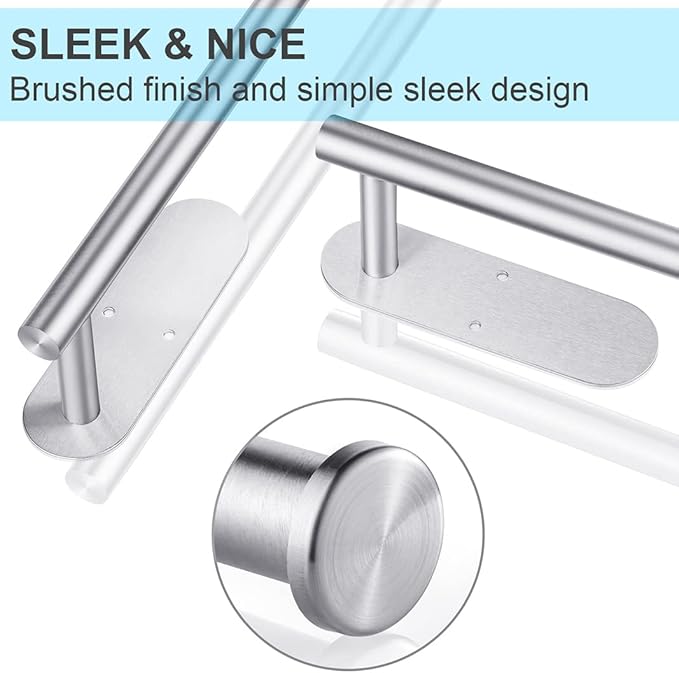CUXIXA Paper Towel Holder Under Cabinet 2 Pack,Stainless Steel Paper Towel Holder Wall Mount for Kitchen, Bathroom, RV, Paper Towel Rack with Self Adhesive and Screws (Silver) - Image 7