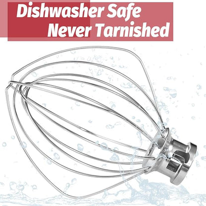 K45WW Dishwasher Safe Whisk Attachment Fits 4.5 Quart and 5 QT KitchenAid Tilt-Head Stand Mixer Stainless Steel 6 Wires Whip for Egg Heavy Cream Beater, Cakes Mayonnaise - Image 3