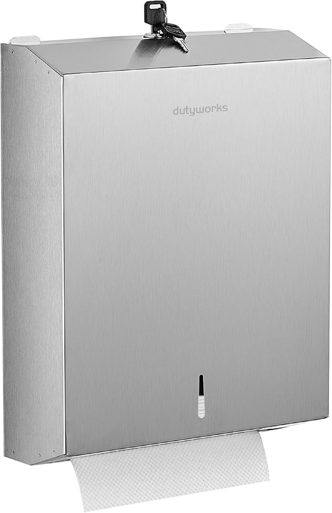 Commercial Paper Towel Dispenser Wall Mount, Stainless Steel C-Fold Multifold Trifold Holder with Lock, Large Capacity for Bathroom Kitchen Office Restaurant Industrial