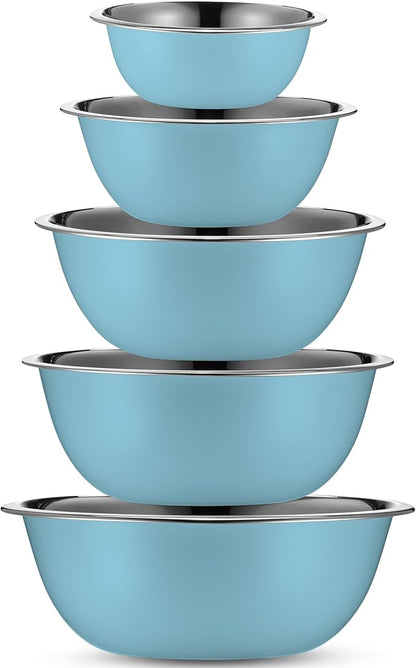 WHYSKO Meal Prep Stainless Steel Mixing Bowls Set, Home, Refrigerator, and Kitchen Food Storage Organizers | Ecofriendly, Reusable, Heavy Duty (Light Blue) - Image 2