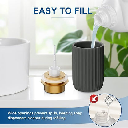 Ceramic Foaming Soap Dispenser, 12 oz Bathroom Foam Hand Soap Dispenser, Refillable Lotion Soap Dispenser with Removable Pump for Kitchen Hand Wash Dispenser, Modern Home Decor (2Pack-Matte Grey)