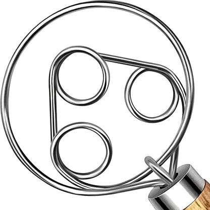 TEEVEA Danish Dough Whisk for Bread Sourdough, Wooden Handle & Stainless Steel Hook by TEEVEA