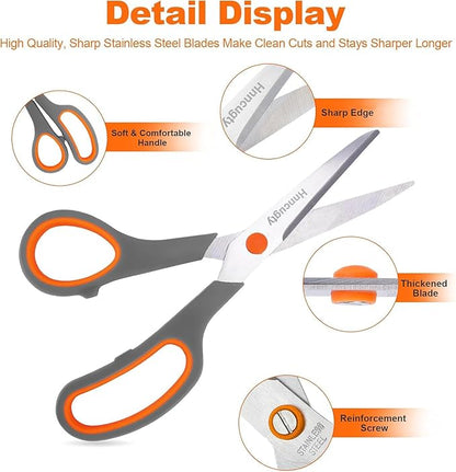 Scissors for Office School Supplies, Hnncugty 8" Scissors All Purpose Bulk Set of 24-Pack, Sharp Shears for Home Craft Sewing Fabric, Middle School Student Teacher Supplies, Comfort Right/Left Handed - Image 4