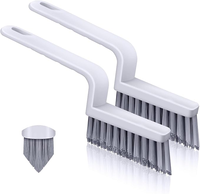 Lumkew Grout Cleaner Brush V Shape, Stiff Grout Cleaning Brushes for Tile Floor, Handheld Grout Scrub Brush Set for Shower, Bathroom, Kitchen, Household Use,2 pcs by Lumkew