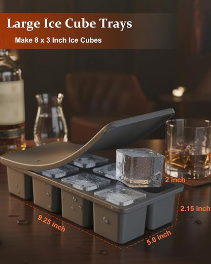 Large Silicone Ice Cube Trays with Lids, ZDPMK 3 Pack Large Ice Cube Molds for Whiskey, Easy-Release 2 Inch Square Big Ice Cube Molds for Freezer, Cocktails, Iced Coffee, Baby Food, Dishwasher-Safe - Image 4