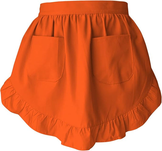 Women’s Waist Aprons with White Pockets Half Server Home Waitress Vintage Servant Apron for Kitchen Cooking