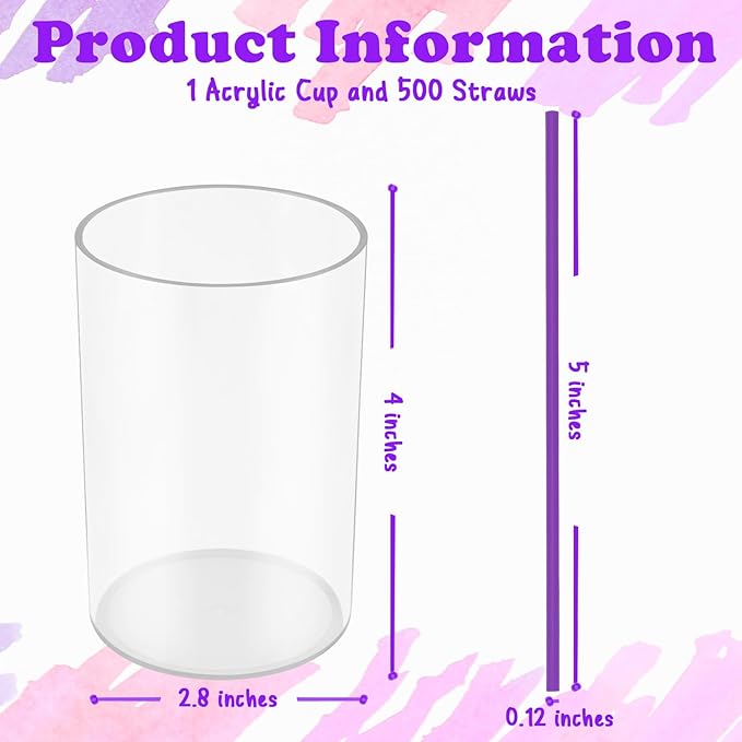 500 Pcs Neon Purple Acrylic Coffee Stirrers Set - Holder, Stir Straws for Milk, Cocktail Drinks - Home, Kitchen, Party Supplies - Image 2
