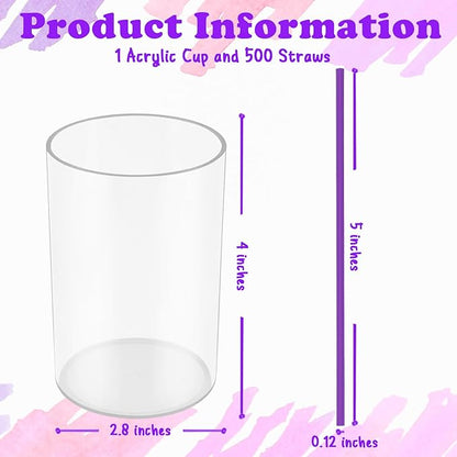 500 Pcs Neon Purple Acrylic Coffee Stirrers Set - Holder, Stir Straws for Milk, Cocktail Drinks - Home, Kitchen, Party Supplies - Image 2