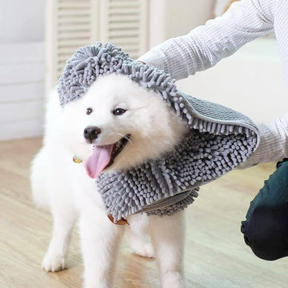 Muddy Mat Doggy Dryer, Highly Absorbent Microfiber Washable Dog Shammy Quick Drying Towel Absorber - Extra Soft Plush Wrap Chenille Bath Towels to Dry Soggy Large Pets & Small Puppy-Grey 13"x31" - Image 8