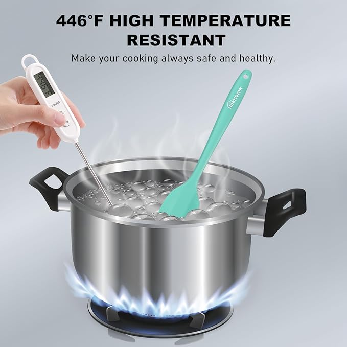 NileHome Silicone Spatula Set, 6 Pcs Food Grade Kitchen Utensils with Silicone Brush Heat Resistant Dishwasher Safe BPA-Free Rubber Spatula for Scraping, Baking, Cooking, Mixing, Turquoise - Image 3