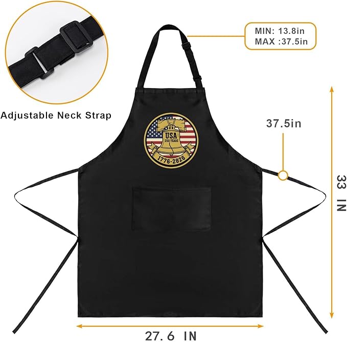 Us 250 Years Of Freedoms Apron With Pocket For Mens
