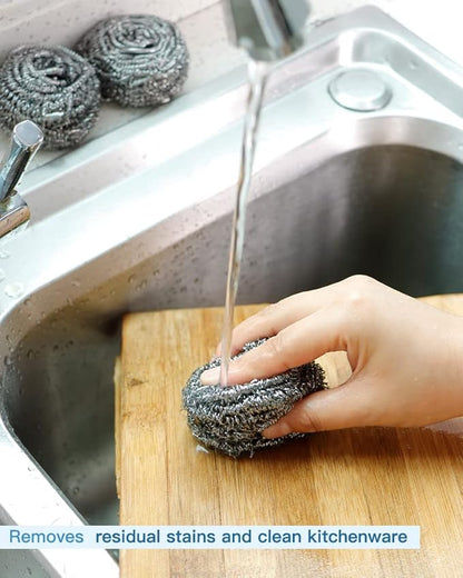 12Pcs Steel Wool Scrubber Pads for Cleaning Dishes, Pans, Pots, Ovens, Grills, Sinks - Stainless Steel Scrubbers for Kitchen, 12 Pack - Image 7