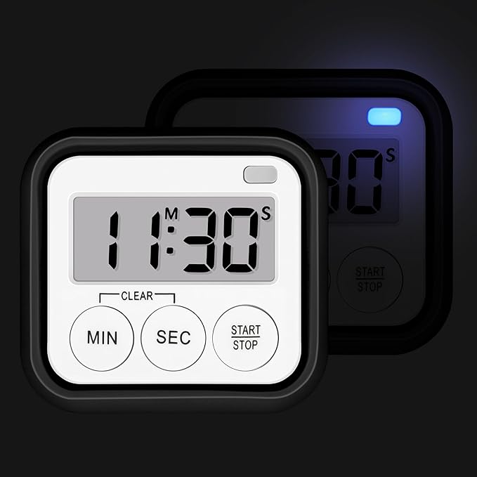 Timer, Kitchen Timers for Cooking Classroom Timer for Kids Teachers Magnetic Digital Timers 2 Pack, Black - Image 3