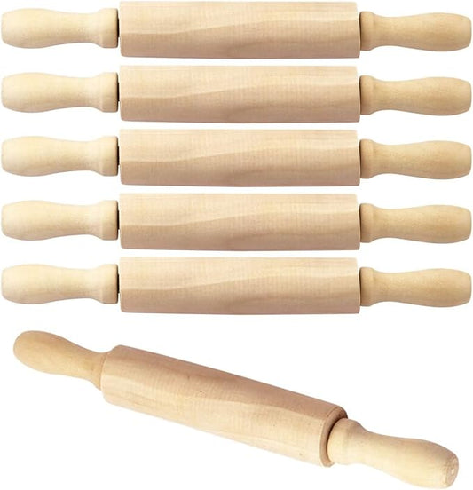 BILLIOTEAM 6 Pack 8 Inch Mini Wood Rolling Pin,Great for Children Kids Girls and Boys,Small Wooden Rollers for Art and Crafting,Baking,Cookie Dough,Cooking,Clay,Play Doh by Unknown