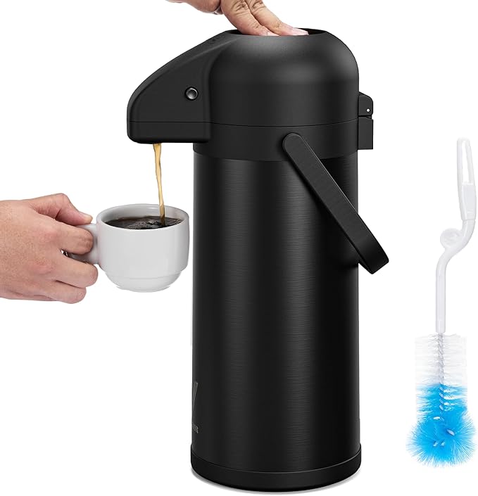 Airpot Coffee Carafe for Keeping Hot - 102 OZ/ 3.0L Coffee Dispenser with Pump - Insulated Stainless Steel thermal carafe for Hot Drinks Water Tea Chocolate - Hot Beverage Dispenser for Parties by Vondior
