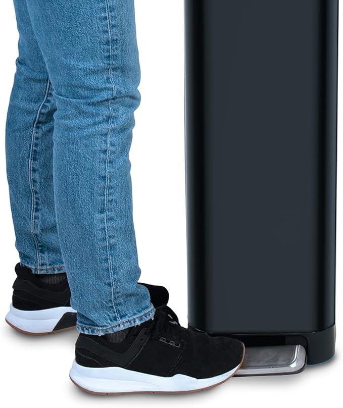 Glad Slim Trash Can with Clorox Odor Protection - Narrow Kitchen Garbage Bin with Soft Close Lid, Step On Foot Pedal and Waste Bag Roll Holder, Black, 12 Gallon/45 Liter - Image 8