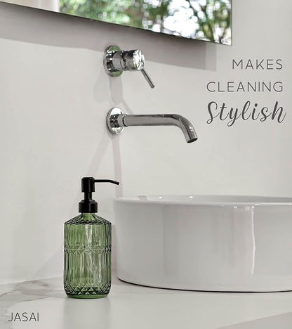 JASAI 18Oz Green Soap Dispenser with Black Rust Proof Pump, Refillable Kitchen soap Dispenser with Thick Glass, Soap Dispenser Bathroom for Hand soap, Dish Soap, Lotion, Body Wash. - Image 6