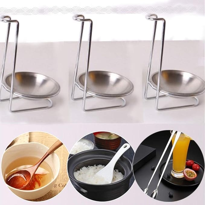 304 Stainless Steel Single Ladle Holder Vertical Spoon Rest Cooking Utensils Stand with 4.3 inch bowl