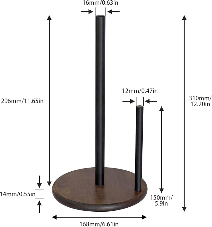 Paper Towel Holder Countertop with Real Wood Round Base, Farmhouse Paper Towel Holder Stand for Kitchen Dining Table Home Decor - Image 7