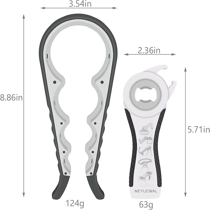 Jar Opener Bottle Opener for Weak Hands, 5 in 1 Multi-Function Can Opener Bottle Opener Kit with Silicone Handle Easy to Use for Children, Elderly and Arthritis Sufferers (White) - Image 3