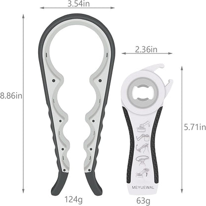 Jar Opener Bottle Opener for Weak Hands, 5 in 1 Multi-Function Can Opener Bottle Opener Kit with Silicone Handle Easy to Use for Children, Elderly and Arthritis Sufferers (White) - Image 3