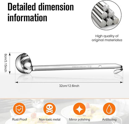 Cunhill 5 Pcs Soup Ladles Stainless Steel Serving Ladles with Long Handle for Serving, Cooking, Stirring, Portioning Kitchen Restaurant Accessories(4 oz) - Image 2