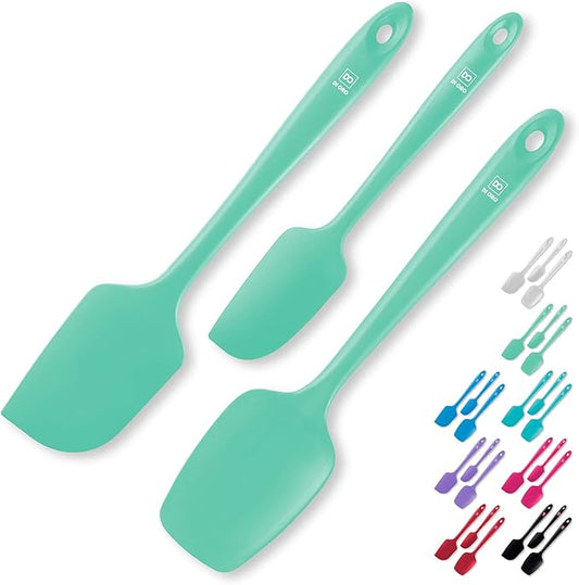 DI ORO Silicone Spatula Set - Rubber Kitchen Spatulas for Baking, Cooking, & Mixing - 600°F Heat-Resistant & BPA Free Silicone Scraper Spatulas for Nonstick Cookware - Dishwasher Safe (3pc, Mint) by DIORO