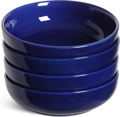 LE TAUCI Pasta Bowls 45 oz, Salad Bowls Set for Serving Soup, Pasta, Noodle, Dinner, Large Kitchen Bowl Plates, Microwave Safe - 8.5 Inch, Set of 4, Blue by LETAUCI