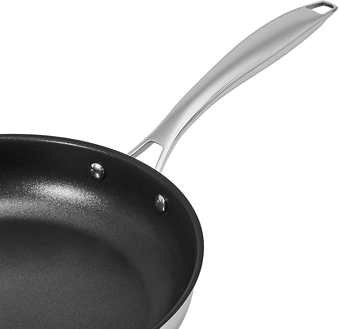 Amazon Basics 2-Piece Non-Stick Stainless Steel Fry Pan Set, Oven Safe, Induction Compatible, Stay-Cool Handles, 10-Inch and 8-Inch - Image 3