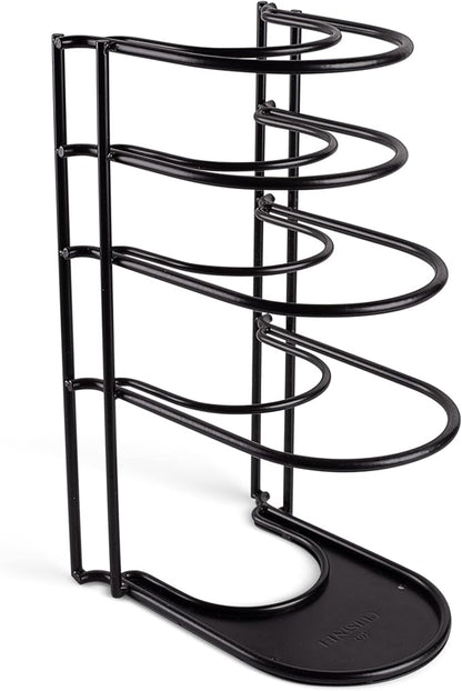 Cuisinel Pots and Pans Organizer Rack - 60 to 100-LBS Capacity Extremely Heavy Duty - 8mm Thick - Made in India - Matte-Black 15.9"-Tall 5-Tier Space Saving Kitchen Cookware Storage by Cuisinel