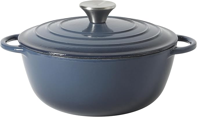 Gibson Home Addlestone 2.65 Qt Enameled Cast Iron Dutch Oven Pot with Lid – Round, Oven Safe to 500°F, Ideal for Bread Baking & Stews - Gradient Navy Blue by GibsonHomewares