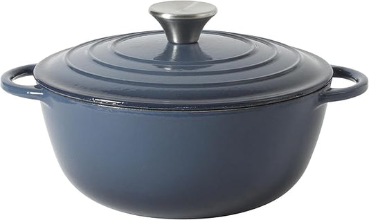 Gibson Home Addlestone 2.65 Qt Enameled Cast Iron Dutch Oven Pot with Lid – Round, Oven Safe to 500°F, Ideal for Bread Baking & Stews - Gradient Navy Blue by GibsonHomewares