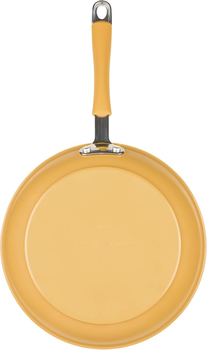 Rachael Ray Cucina Ceramic Cookware Set - 13 Pieces - Ceramic Pots and Pans Set w/Nonstick Frying Pans, Saute Pan, Saucepans, Stockpot, Lids, Pan Protectors & Cooking Utensils - Turmeric - Image 12