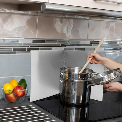 ABOOFAN Stainless Steel Oil-Proof Kitchen Shield 11.8 Inch Foldable Grease Splatter Screen for Stove Top Heat Insulation Baffle for Cooking Splash Protection