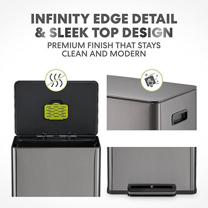 SIMPLI-Magic Infinity Edge 16 Gallon (60L) Kitchen Trash Can - Hands-Free Step Pedal, Soft-Close Lid, Stainless Steel Garbage Can with Removable Inner Bucket, Fingerprint-Resistant Finish - Image 3