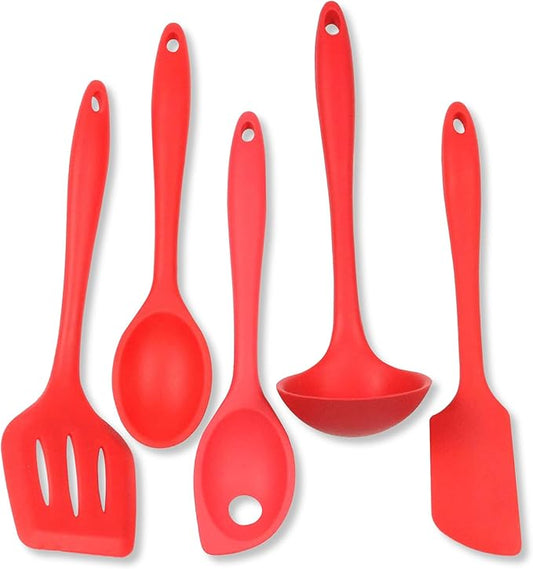 Chef Craft 5 Piece Red Premium Silicone Kitchen Tool Set (42071) by ChefCraft