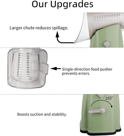 Upgrade Rotary Cheese Grater Shredder with Handle, Strong Suction Base, Multi-purpose Rotary Grater Slicer with 5 Interchangeable Blades for Ice, Vegetables, Fruit, Nuts with Blade Storage Box - Image 5